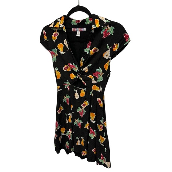 Urban Outfitters Harlow Twist Front Mini Dress black with fruit print Small - Picture 6 of 15